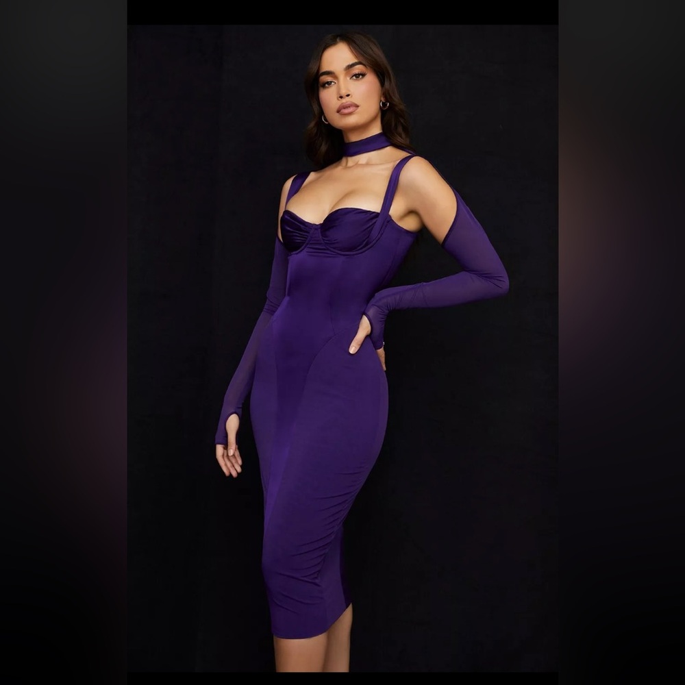 House of Cb - Talika Grape corset midi dress